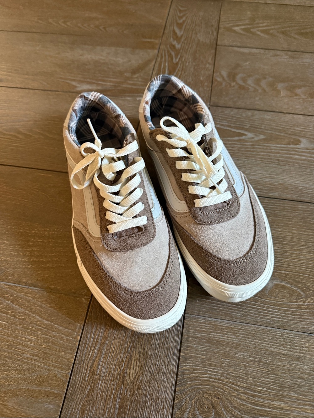 Vans Old Skool Brown Suede Plaid Lined Sneakers